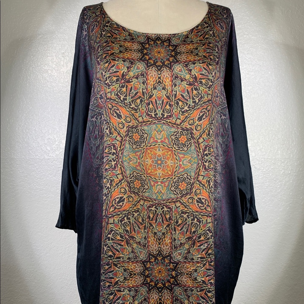 Johnny Was Biya Mandala Printed Silk Tunic Sz S
